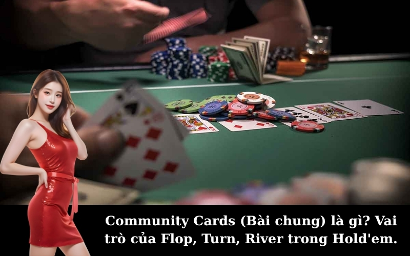 Community Cards (Bài chung) là gì? Vai trò của Flop, Turn, River trong Hold'em.