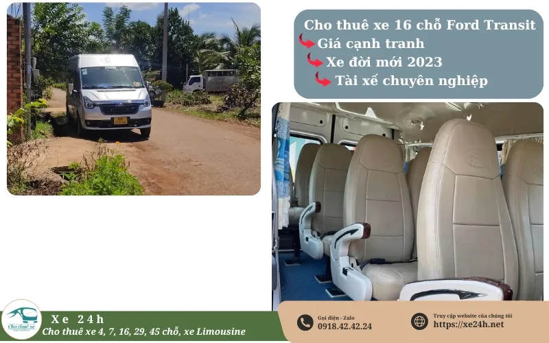 Thuê xe 16 chỗ Giá rẻ, uy tín tại Xe24h